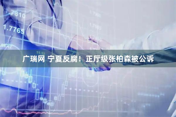 广瑞网 宁夏反腐！正厅级张柏森被公诉